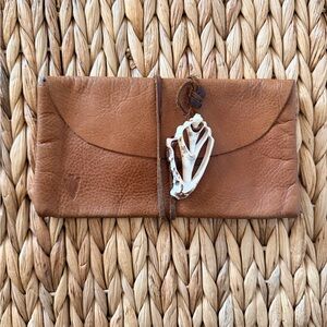 Handmade Brown Leather Shell-Accent Wallet
